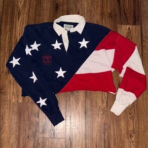 Vintage USA Olympic Diving Trial Lomg Sleeve Button Up Crop Top